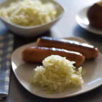 Sauerkraut on a Plate with Sausages