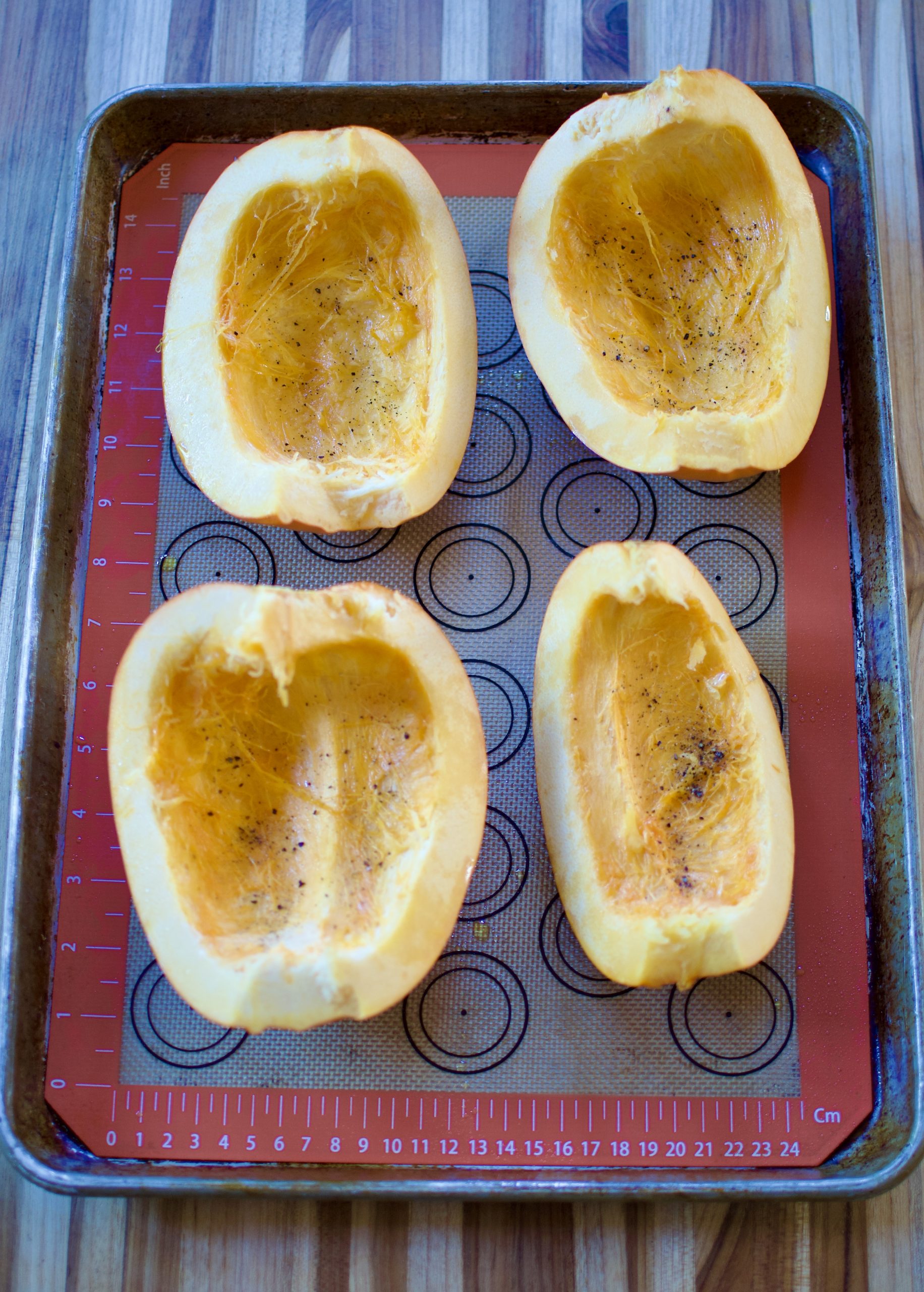 Pieces of Pumpkin Brushed with Oil and Seasoned
