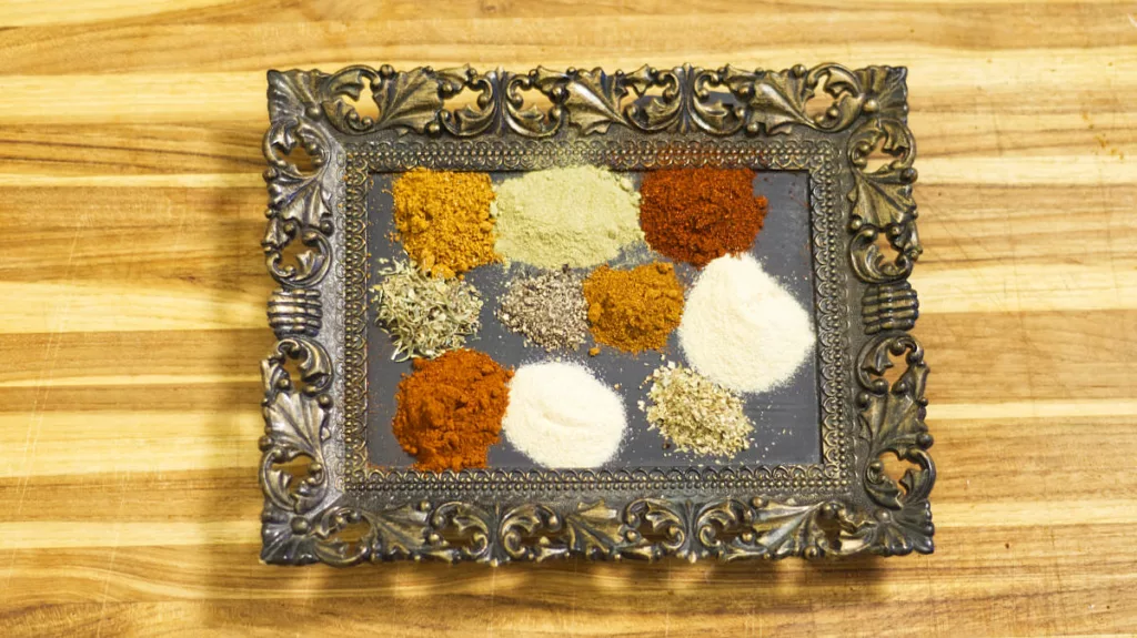 Arrangement of dried herbs and spices