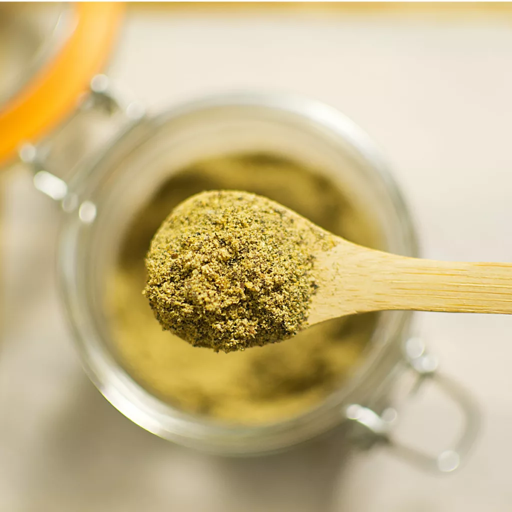 A spoonful of Lemon Pepper Seasoning.