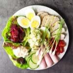 Irish Pub Salad showing all the ingredients on a white plate.